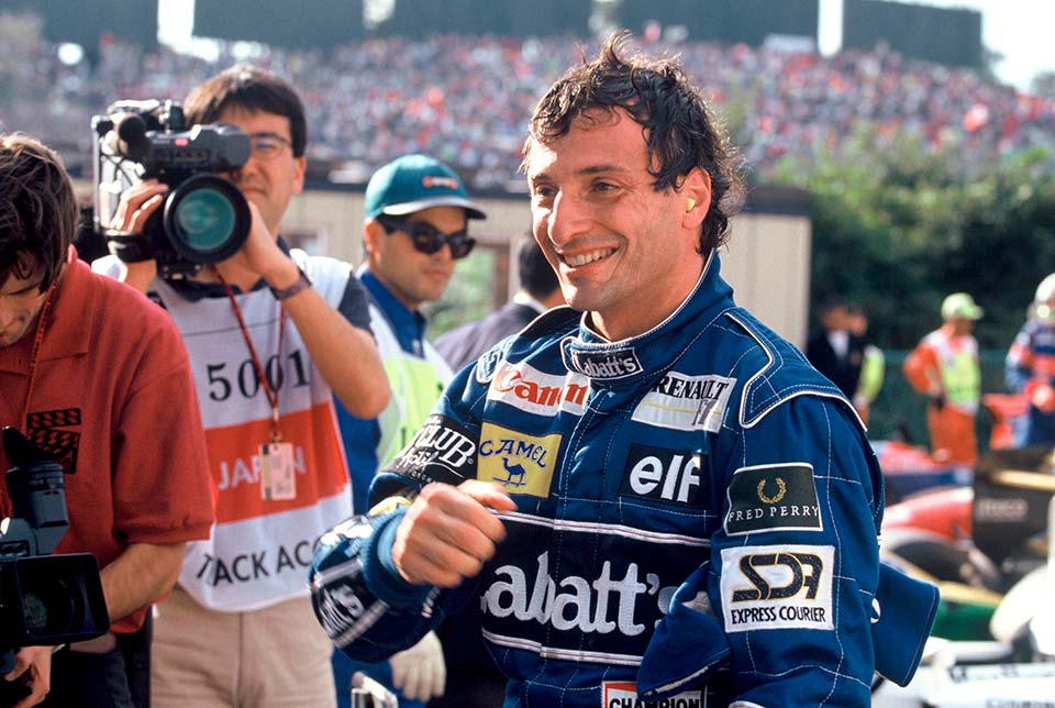 Riccardo Patrese after the end of a successful F1 race