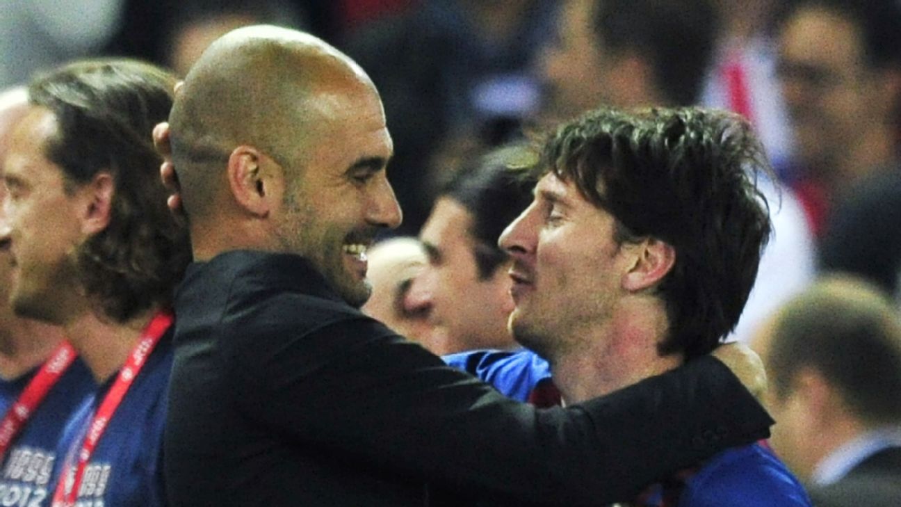 Lionel Messi and Pep Guardiola