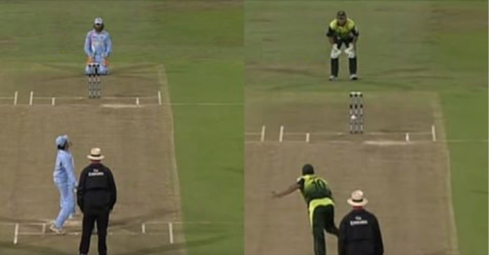 MS Dhoni stood just behind the wicket unlike Pakistan Wicket-keeper (Credits: Twitter)