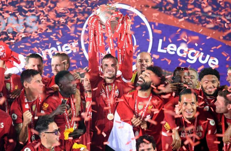 Liverpool with Premier League trophy