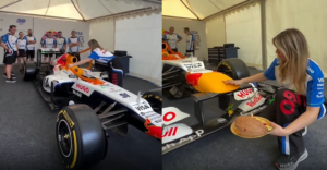 F1 car and Pooja and a unique experience for an Indian man