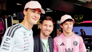 Lionel Messi meets F1 champ Kimi Antonelli at Miami GP